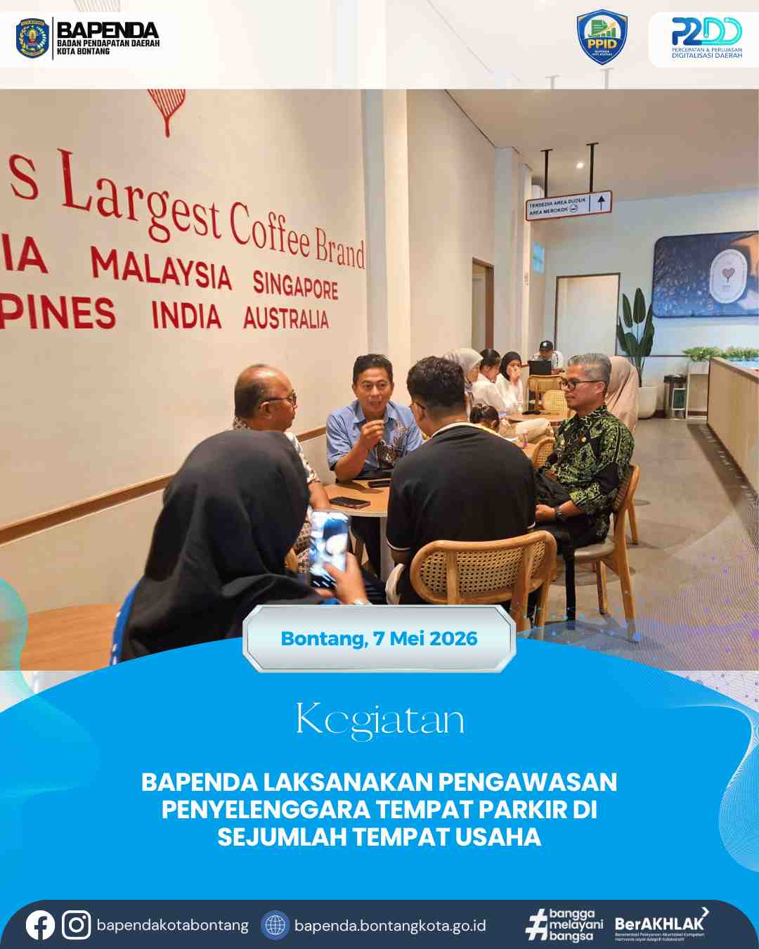 Bapenda Laksanakan Pengawasan Penyelenggara Tempat Parkir di Sejumlah Tempat Usaha