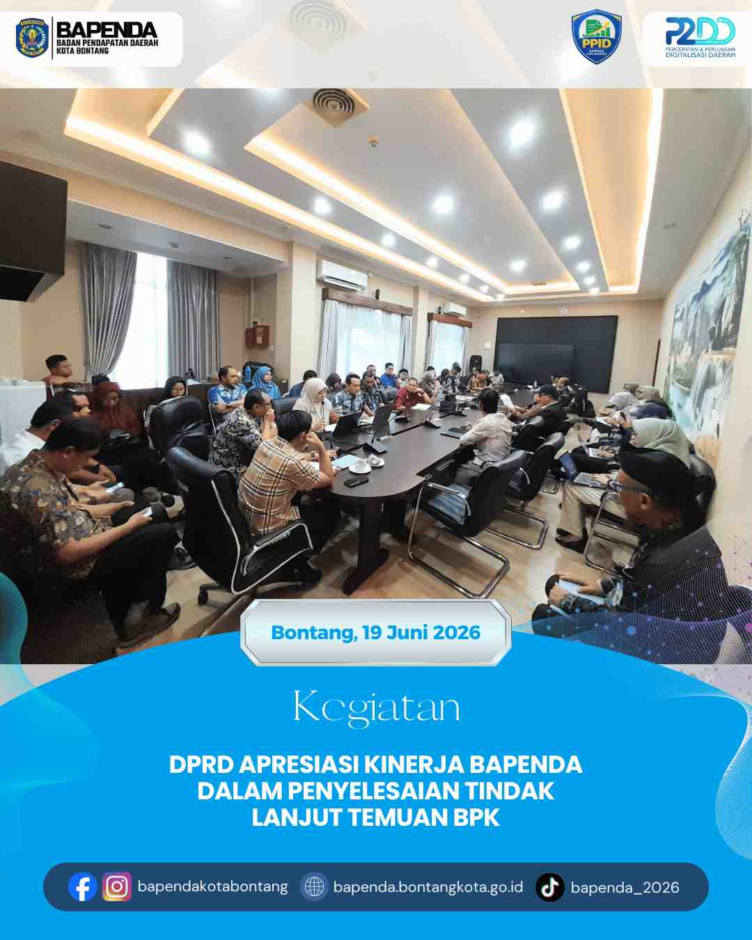 DPRD APRESIASI KINERJA BAPENDA DALAM PENYELESAIAN TINDAK LANJUT TEMUAN BPK
