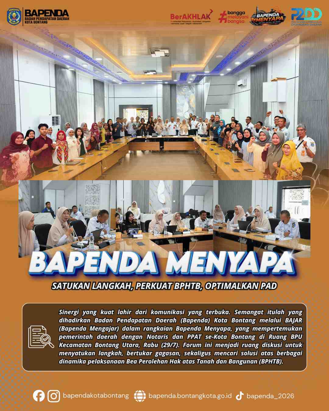 BAPENDA MENYAPA: SATUKAN LANGKAH, PERKUAT BPHTB, OPTIMALKAN PAD