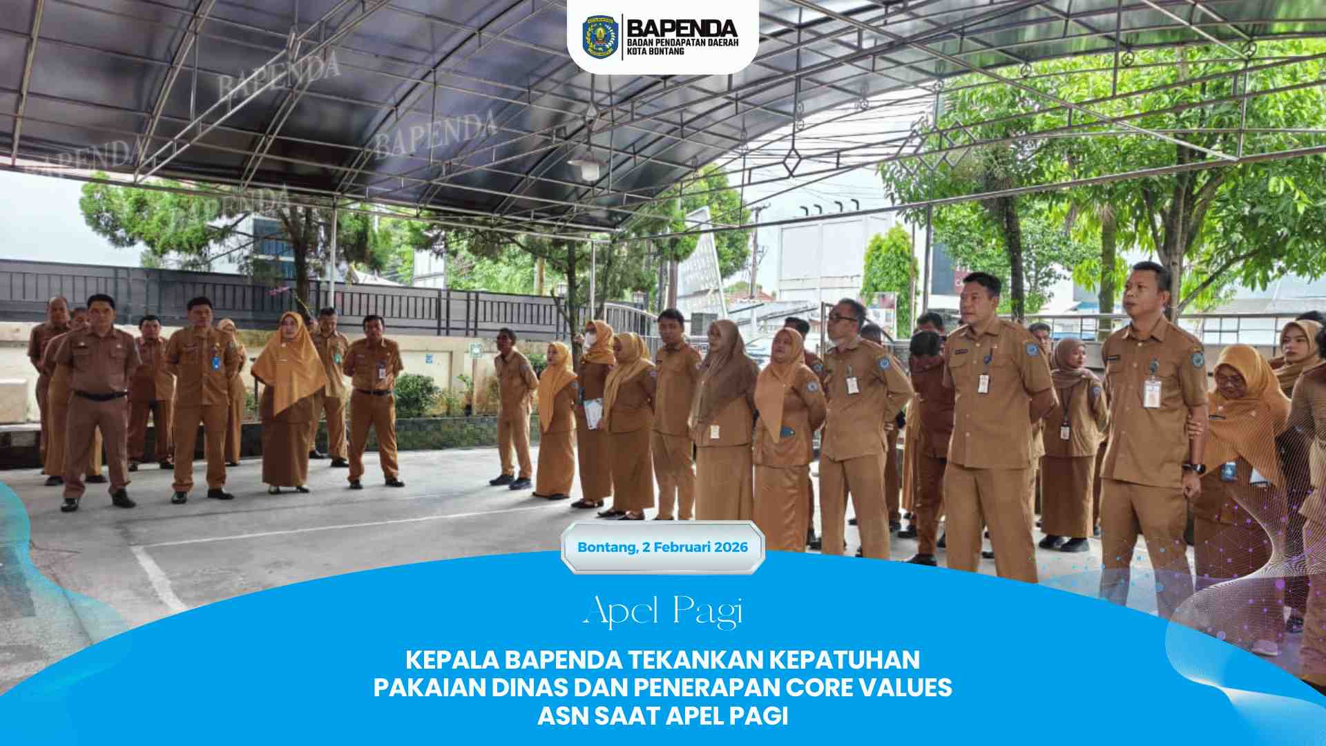 Kepala Bapenda Tekankan Kepatuhan Pakaian Dinas dan Penerapan Core Values ASN Saat Apel Pagi